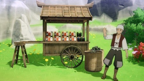料理の素材はお店に里人を配置して購入する