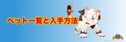 ペット一覧と入手方法