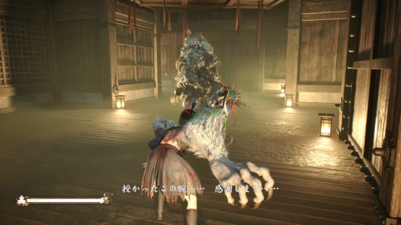 扉を開けて巨大なバケモノを倒す