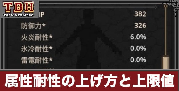 【タスクバーヒーロー】属性耐性の上げ方と上限値